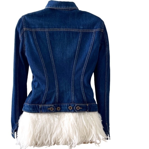 BURBERRY PRORSUM 2015 runway denim jacket ostrich feathers - Picture 2 of 13
